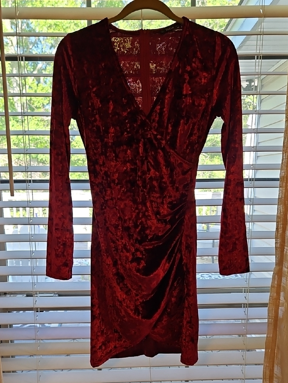 Crushed Red Velvet Wrap Dress.